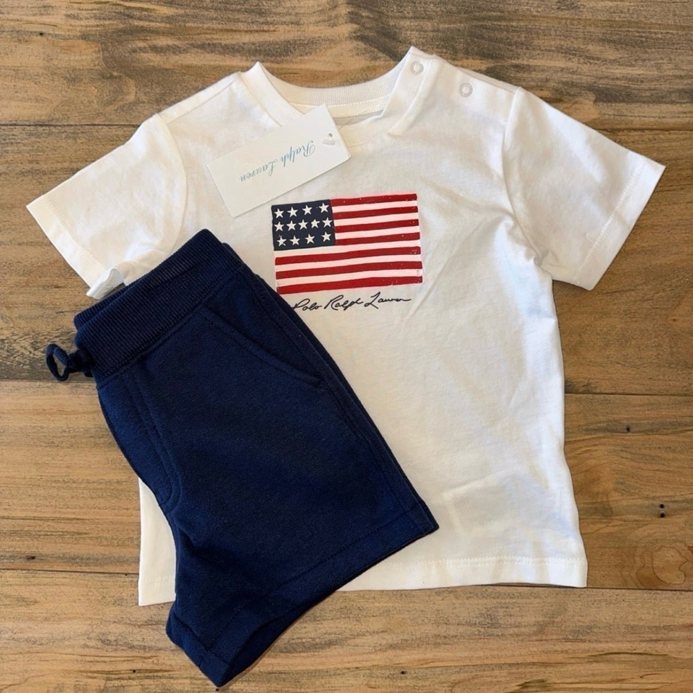 Ralph Lauren boys size 12 months- new shirt and shorts